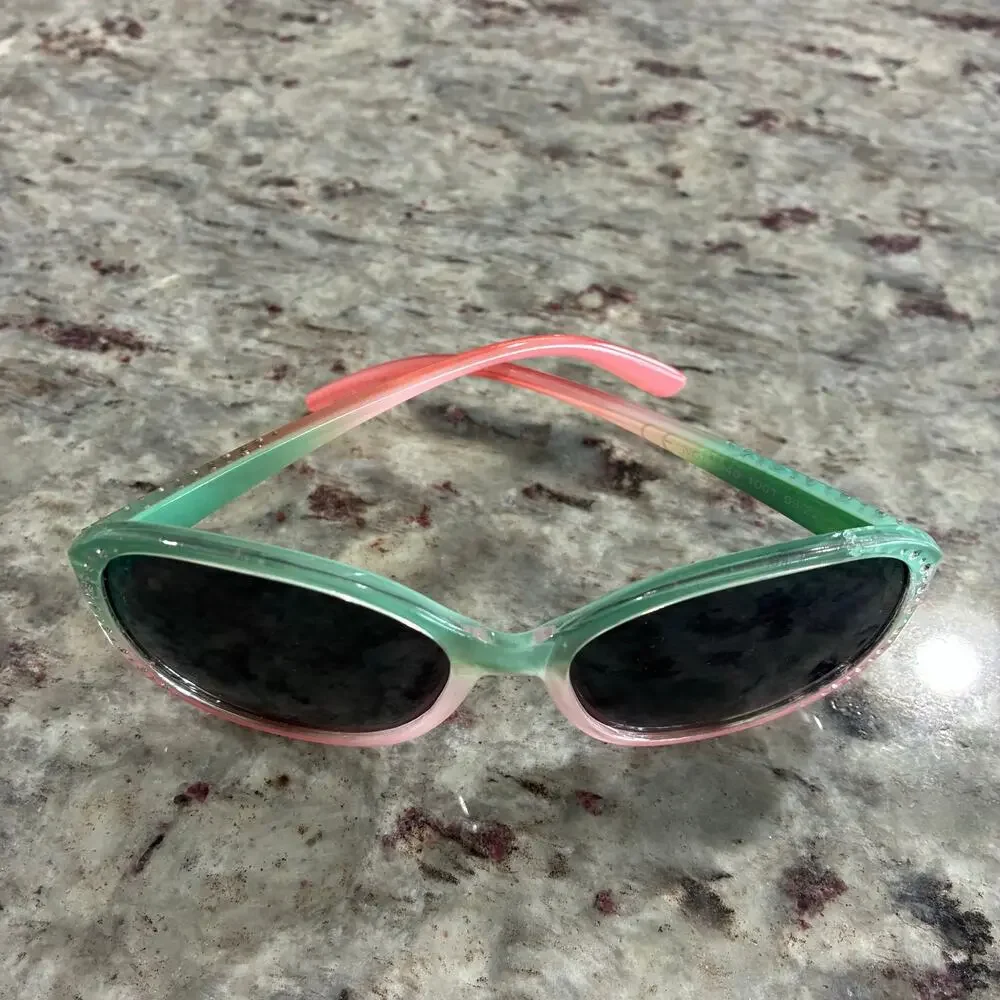 Gymboree Girls Ombre Sunglasses Pink Green Rhinestone 6+